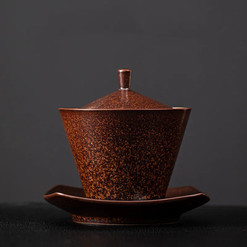 Retro Style Kiln Change Gaiwan Exquisite Ceramics Tea Bowl with Saucer Lid Kit Master Tea Tureen Home Teaware Drinkware