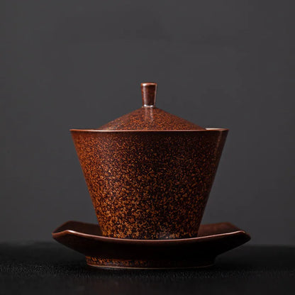 Retro Style Kiln Change Gaiwan Exquisite Ceramics Tea Bowl with Saucer Lid Kit Master Tea Tureen Home Teaware Drinkware