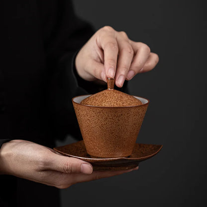 Retro Style Kiln Change Gaiwan Exquisite Ceramics Tea Bowl with Saucer Lid Kit Master Tea Tureen Home Teaware Drinkware