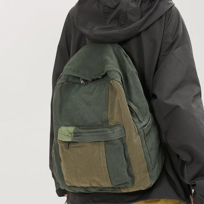 Retro Style Stitching Canvas School Backpack Women Backpacks For Students Casual Female Bags Child Girl School Bags Travel