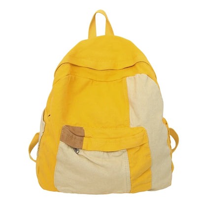Retro Style Stitching Canvas School Backpack Women Backpacks For Students Casual Female Bags Child Girl School Bags Travel