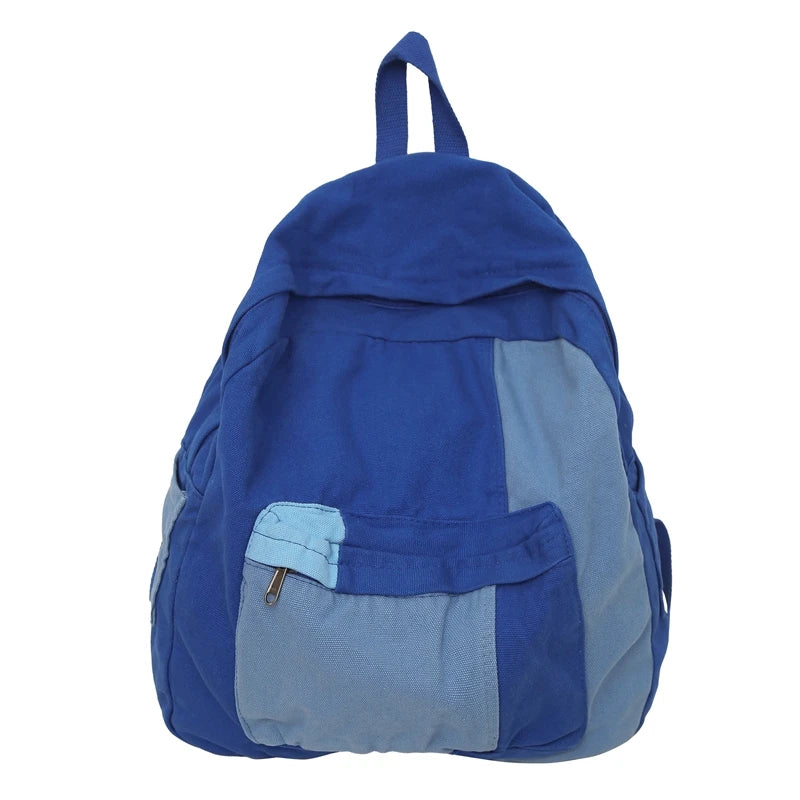 Retro Style Stitching Canvas School Backpack Women Backpacks For Students Casual Female Bags Child Girl School Bags Travel