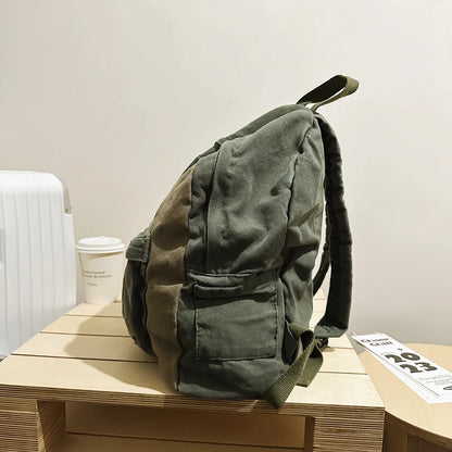 Retro Style Stitching Canvas School Backpack Women Backpacks For Students Casual Female Bags Child Girl School Bags Travel