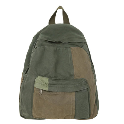 Retro Style Stitching Canvas School Backpack Women Backpacks For Students Casual Female Bags Child Girl School Bags Travel