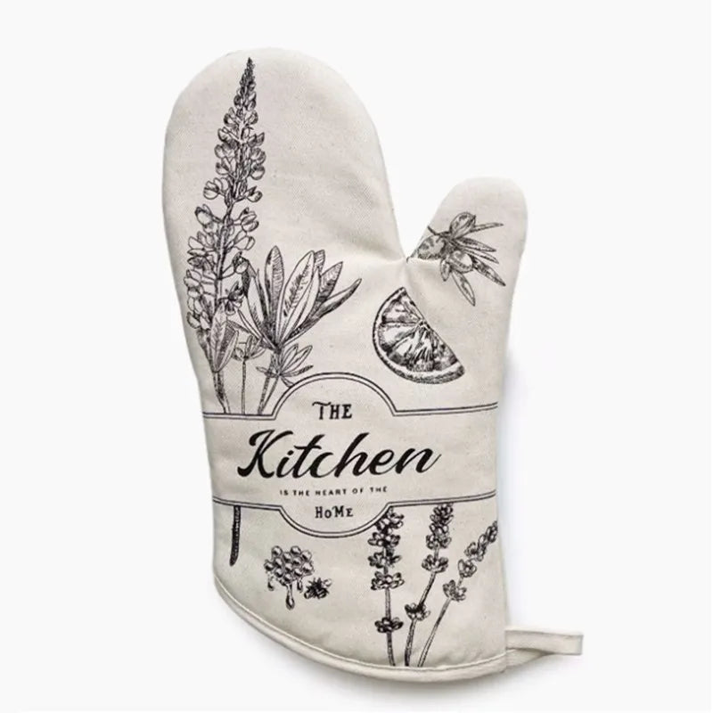 Retro Style Thickening Non-slip Glove Oven Glove Heatproof Mitten Household Kitchen Cooking Microwave Oven Mitt Insulated