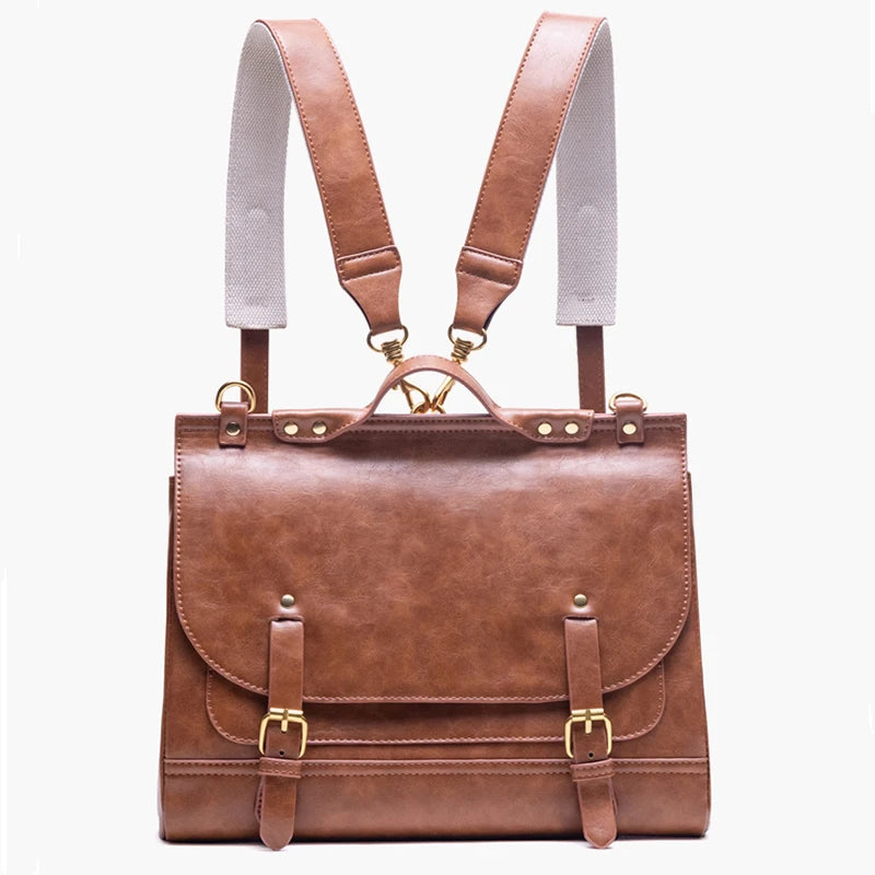Retro Style Women Backpack Handbags Female Students Artificial Leather Messenger Bags Bookbags Laptop Briefcase