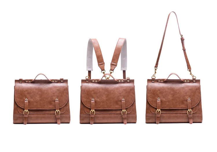 Retro Style Women Backpack Handbags Female Students Artificial Leather Messenger Bags Bookbags Laptop Briefcase