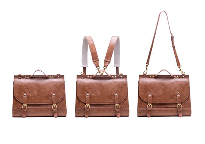 Retro Style Women Backpack Handbags Female Students Artificial Leather Messenger Bags Bookbags Laptop Briefcase