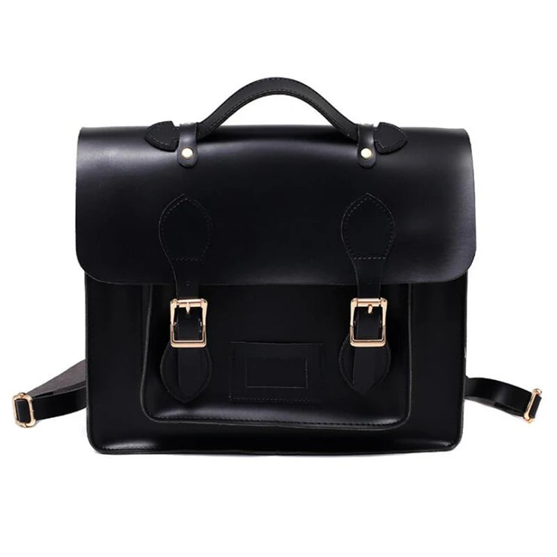 Retro Style Women Backpacks Office Lady Artificial Leather Flap Pocket Messenger Bags Briefcase Bookbags