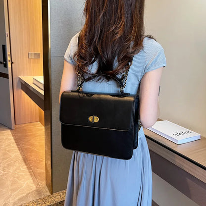 Retro Style Women Chain Mormcore Backpacks Girl HandBags Briefcase Silvery Messenger Bags