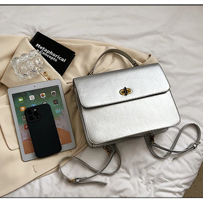 Retro Style Women Chain Mormcore Backpacks Girl HandBags Briefcase Silvery Messenger Bags