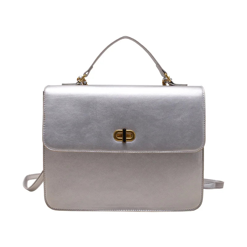 Retro Style Women Chain Mormcore Backpacks Girl HandBags Briefcase Silvery Messenger Bags