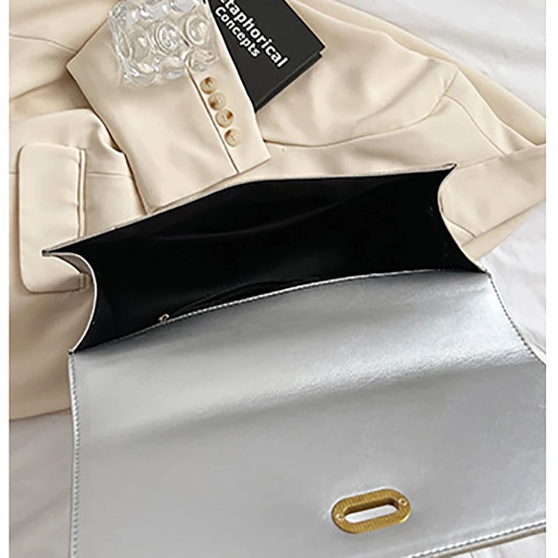 Retro Style Women Chain Mormcore Backpacks Girl HandBags Briefcase Silvery Messenger Bags