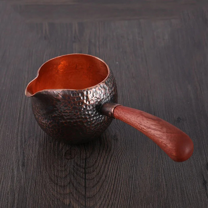Retro Tea Dispenser Purple Copper Pots Handmade Fair Cup Chinese Teapot Side Handl Roasted Tea Pot Simmering Tea Pot Drinkware