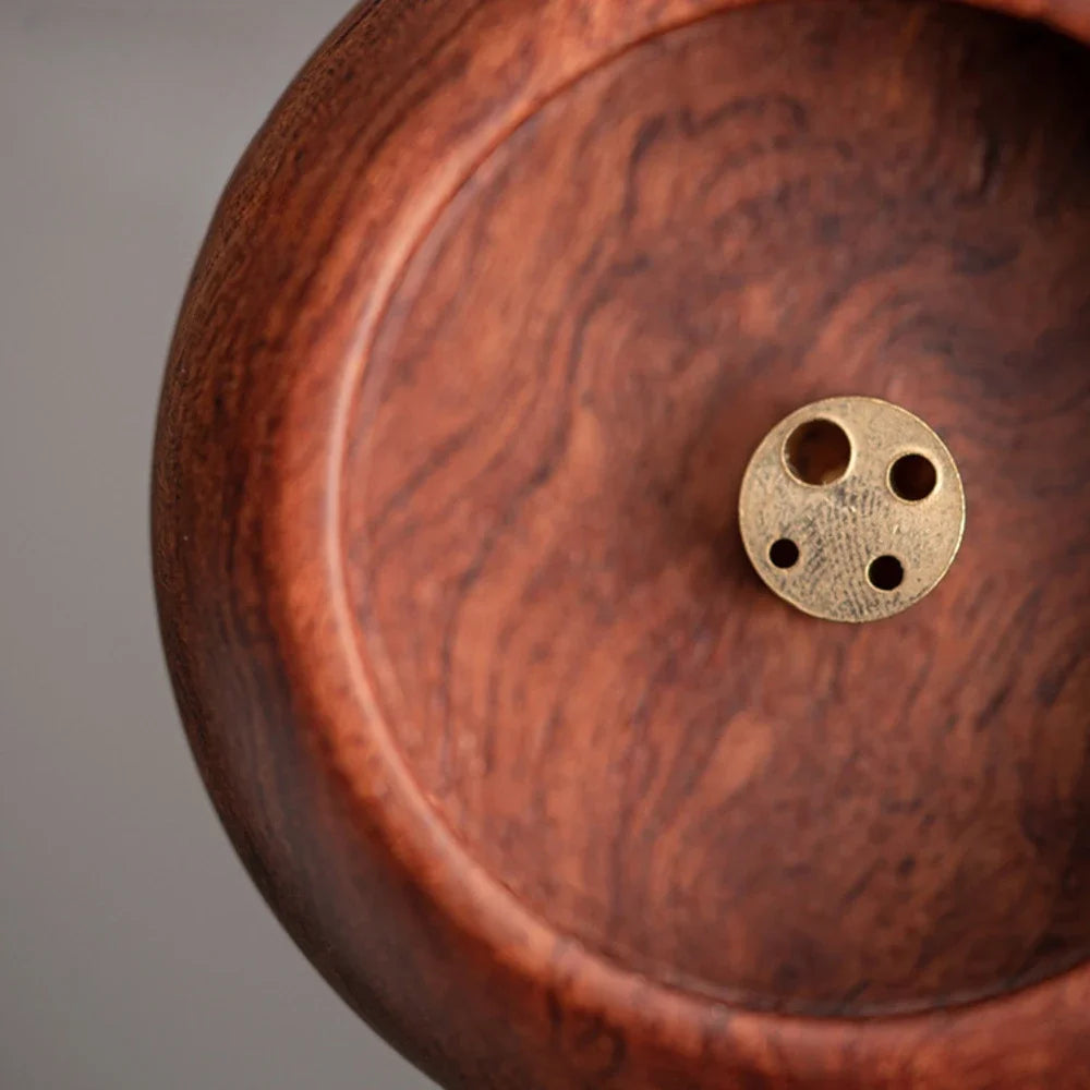 Retro Walnut Pan Style Incense Holder Small Diffuser Household Scented Aromatic Candles Holder Tea Items Accessories Craft