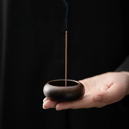 Retro Walnut Pan Style Incense Holder Small Diffuser Household Scented Aromatic Candles Holder Tea Items Accessories Craft