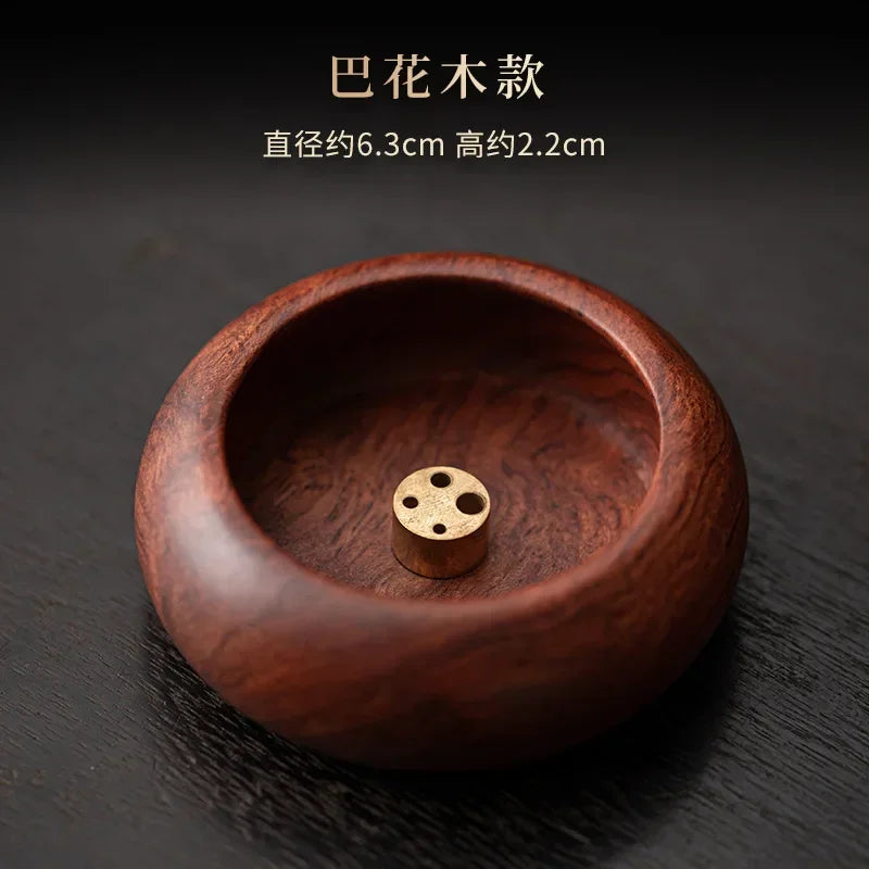Retro Walnut Pan Style Incense Holder Small Diffuser Household Scented Aromatic Candles Holder Tea Items Accessories Craft
