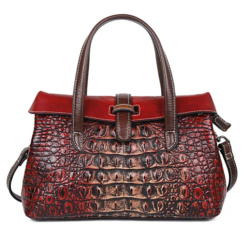 Retro Women Messenger Shoulder Cross body Bags Female Tote Bag Cowhide Crocodile Pattern High Quality Genuine Leather Handbag