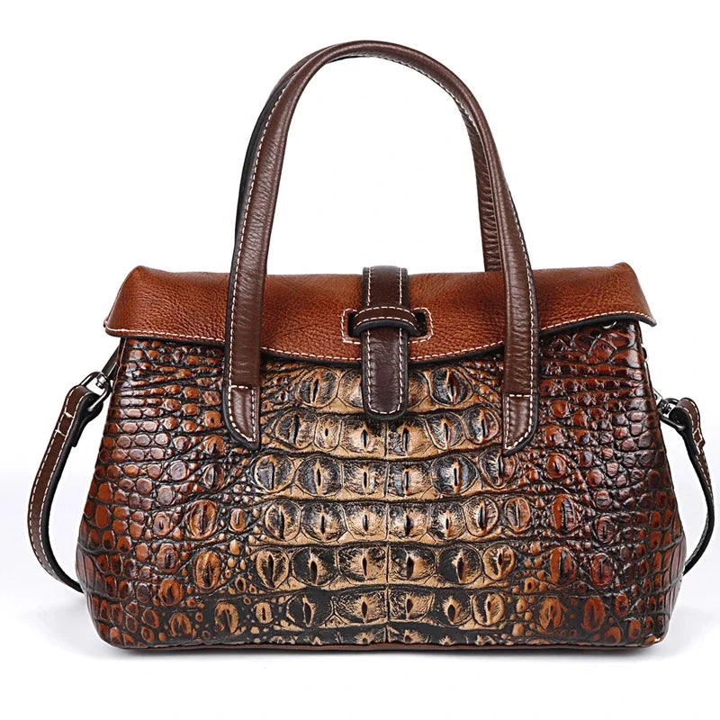 Retro Women Messenger Shoulder Cross body Bags Female Tote Bag Cowhide Crocodile Pattern High Quality Genuine Leather Handbag