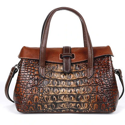 Retro Women Messenger Shoulder Cross body Bags Female Tote Bag Cowhide Crocodile Pattern High Quality Genuine Leather Handbag