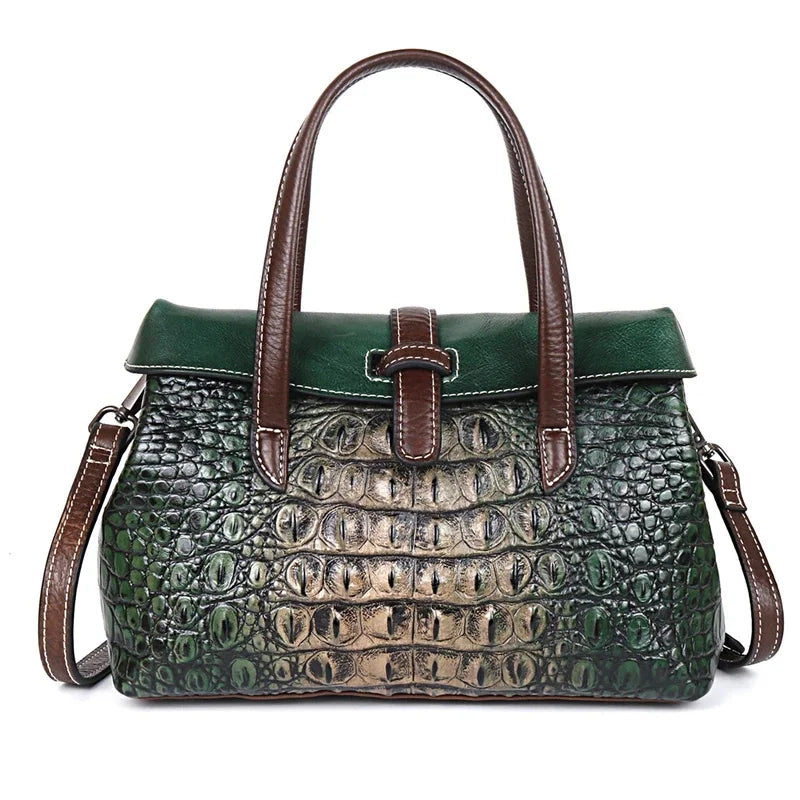 Retro Women Messenger Shoulder Cross body Bags Female Tote Bag Cowhide Crocodile Pattern High Quality Genuine Leather Handbag