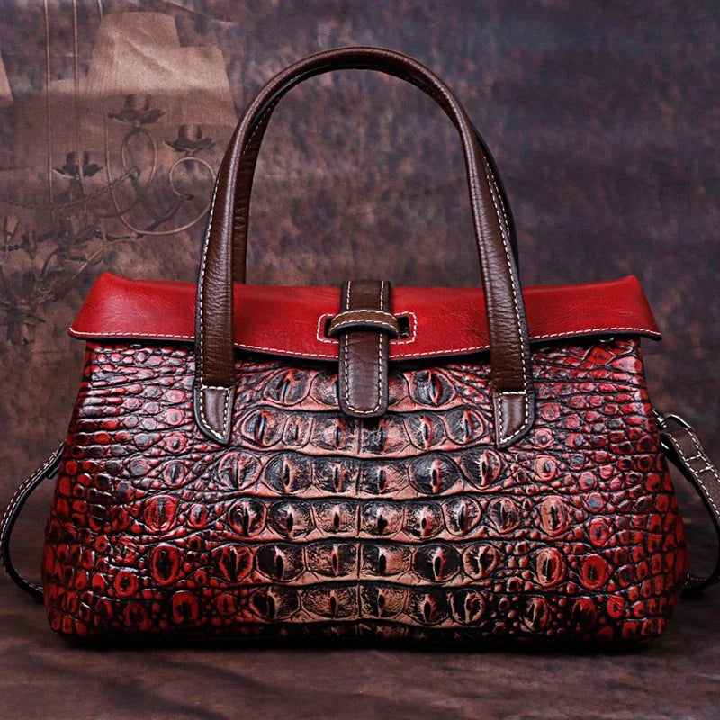 Retro Women Messenger Shoulder Cross body Bags Female Tote Bag Cowhide Crocodile Pattern High Quality Genuine Leather Handbag