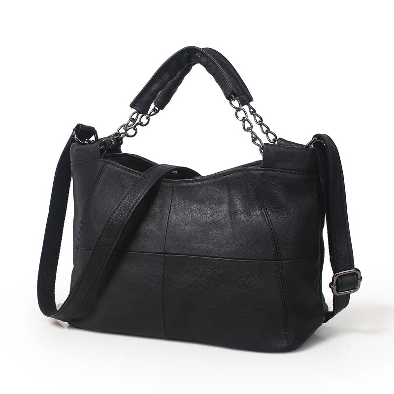 Retro Women Portable Shoulder Underarm Tote Bag 2024 New Genuine Leather Top-Handle Bags Fashion Chains Purses Clutch Female