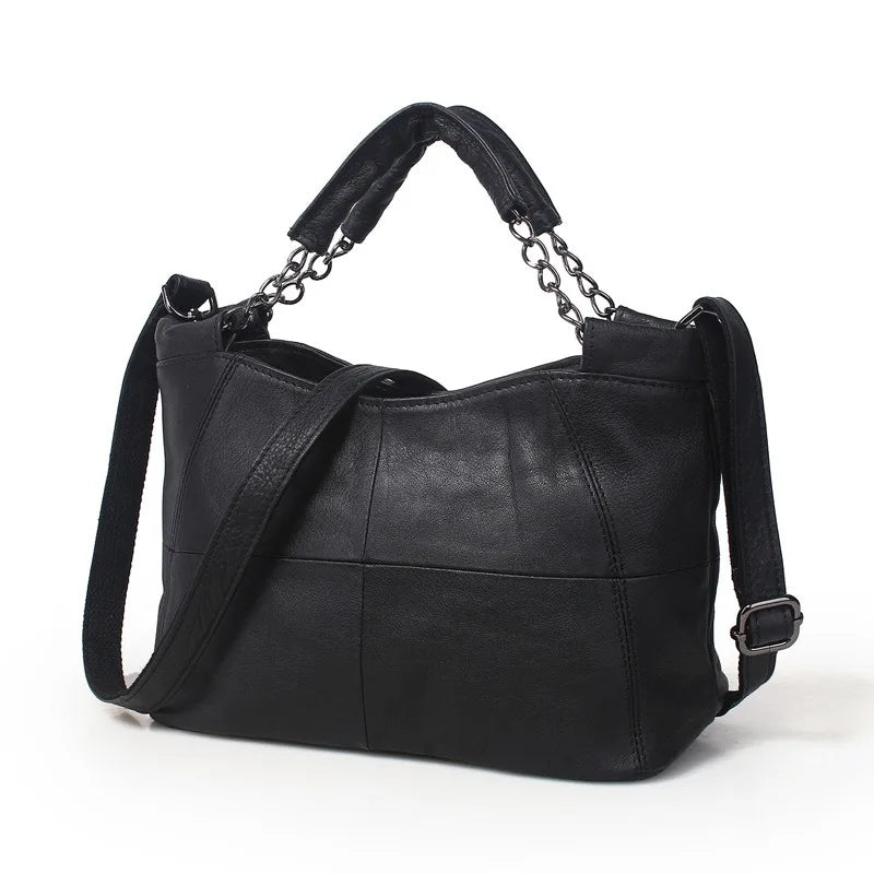Retro Women Portable Shoulder Underarm Tote Bag 2024 New Genuine Leather Top-Handle Bags Fashion Chains Purses Clutch Female