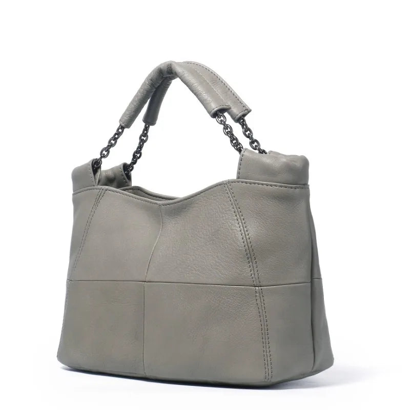 Retro Women Portable Shoulder Underarm Tote Bag 2024 New Genuine Leather Top-Handle Bags Fashion Chains Purses Clutch Female
