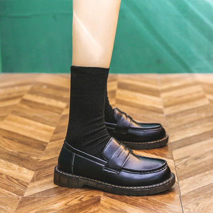 Retro Women Shoes Girl Student JK Shoes TPR Low heels Loafers Shallow Casual Shoes