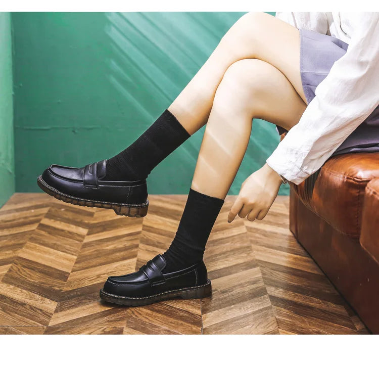 Retro Women Shoes Girl Student JK Shoes TPR Low heels Loafers Shallow Casual Shoes