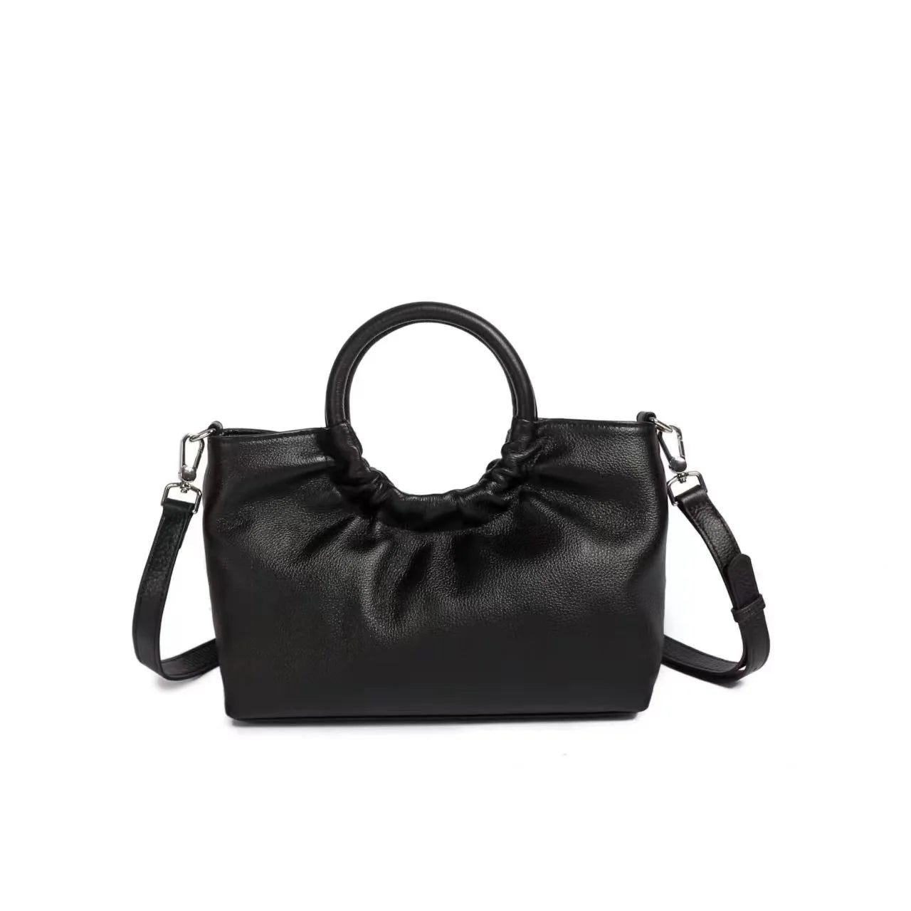 Retro Women Tote Bags Fashion Ruched Circular Handle Handbags Female Solid Elegant Commuter Large Capacity Purses Clutch Bolsa