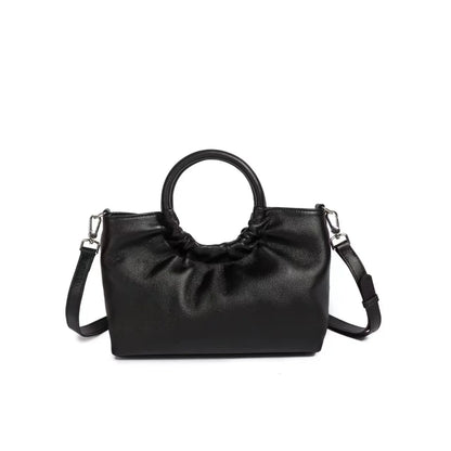 Retro Women Tote Bags Fashion Ruched Circular Handle Handbags Female Solid Elegant Commuter Large Capacity Purses Clutch Bolsa