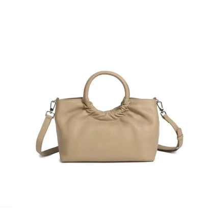 Retro Women Tote Bags Fashion Ruched Circular Handle Handbags Female Solid Elegant Commuter Large Capacity Purses Clutch Bolsa