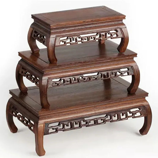 Retro Wooden Base Shelf of Fish Tank Flower Vase Bonsai Stand Artical Decor Pedestal Square Crafts Teapot Bases Natural Redwood