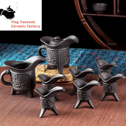 Retro Yixing Purple Clay Tea Set General Teapot Teacup Tea Sea Office Teaware Household Drinkware Zisha Tea Ceremony Accessories