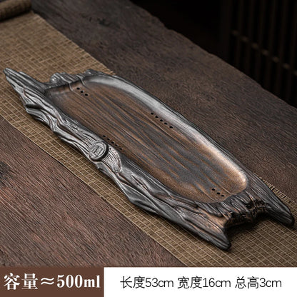 Retro creative stoneware dry soaking tray ceramic small tea table imitation withered wood tea tray Japanese style simple tray