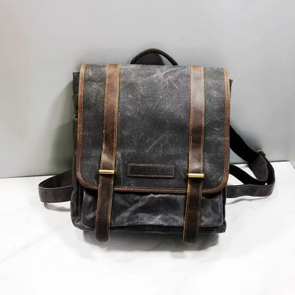 Retro splash proof oil wax canvas men's and women's handbags universal computer travel backpack