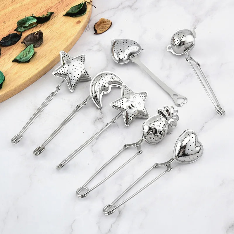 Reusable Tea Infuser Mesh Tea Bag Stainless Steel Firmly Filter Tea Strainer Mug Shell Heart-shaped Teapot Gadgets