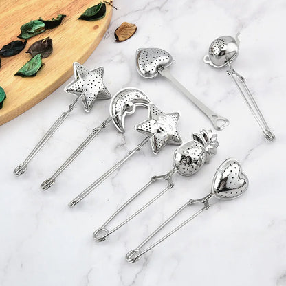 Reusable Tea Infuser Mesh Tea Bag Stainless Steel Firmly Filter Tea Strainer Mug Shell Heart-shaped Teapot Gadgets