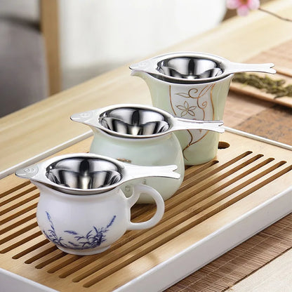 Reusable Tea Strainer Teapot Stainless Steel Loose Tea Leaf Spice Filter Drinkware Kitchen Accessories