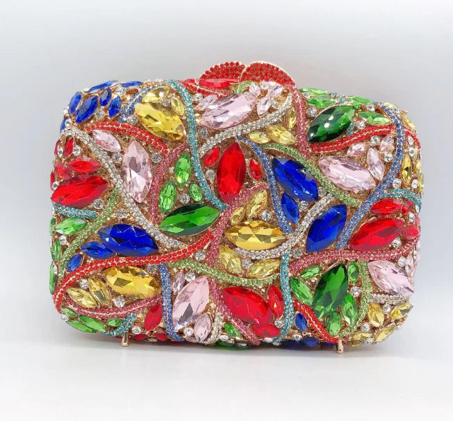 Rhinestone Crystal Clutch Purse Gold Metal Evening Wedding Bridesmaid Handbags New100% Handmade Women Diamond Bags
