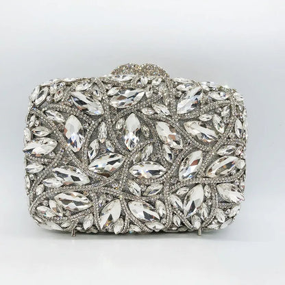 Rhinestone Crystal Clutch Purse Gold Metal Evening Wedding Bridesmaid Handbags New100% Handmade Women Diamond Bags