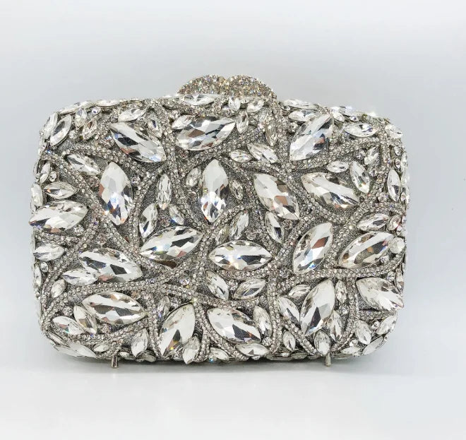 Rhinestone Crystal Clutch Purse Gold Metal Evening Wedding Bridesmaid Handbags New100% Handmade Women Diamond Bags