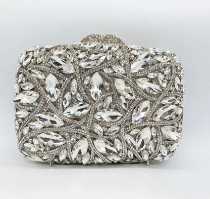 Rhinestone Crystal Clutch Purse Gold Metal Evening Wedding Bridesmaid Handbags New100% Handmade Women Diamond Bags