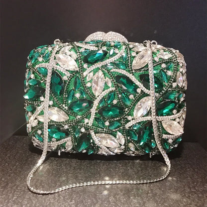 Rhinestone Crystal Clutch Purse Gold Metal Evening Wedding Bridesmaid Handbags New100% Handmade Women Diamond Bags