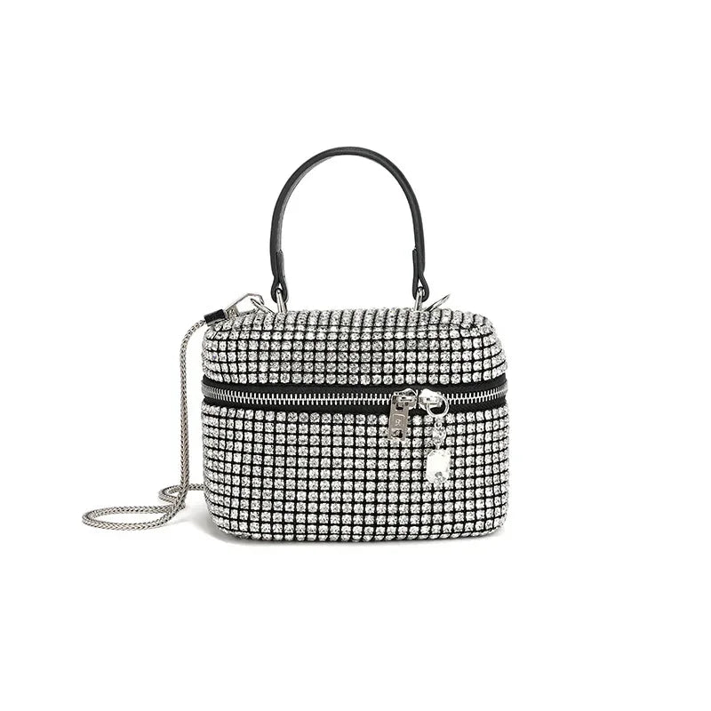 Rhinestone Women's Bag 2024 Spring New Model Full of Diamonds Free Chain Cosmetic Bags Crossbody Bag Niche Handbag