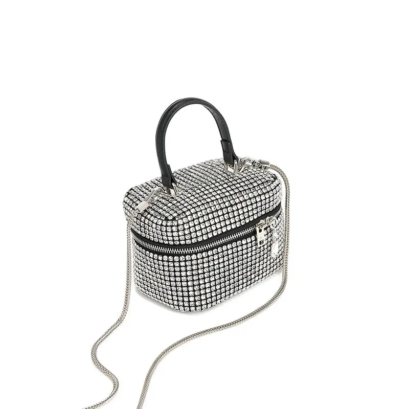 Rhinestone Women's Bag 2024 Spring New Model Full of Diamonds Free Chain Cosmetic Bags Crossbody Bag Niche Handbag