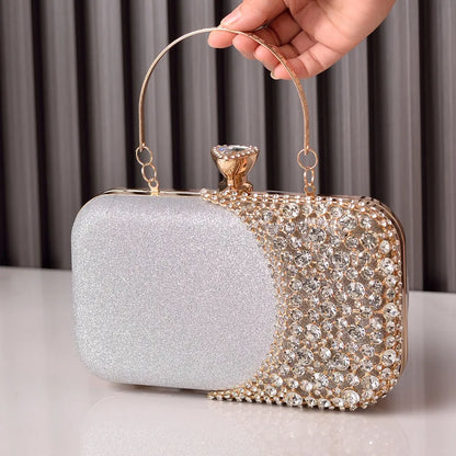 Rhinestones Women Bags Hollow Out Style Fashion Evening Bag Chain Shoulder Handbags Luxury Party Wedding Day Clutch Purse Carry
