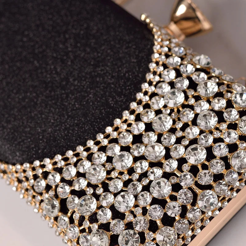 Rhinestones Women Bags Hollow Out Style Fashion Evening Bag Chain Shoulder Handbags Luxury Party Wedding Day Clutch Purse Carry